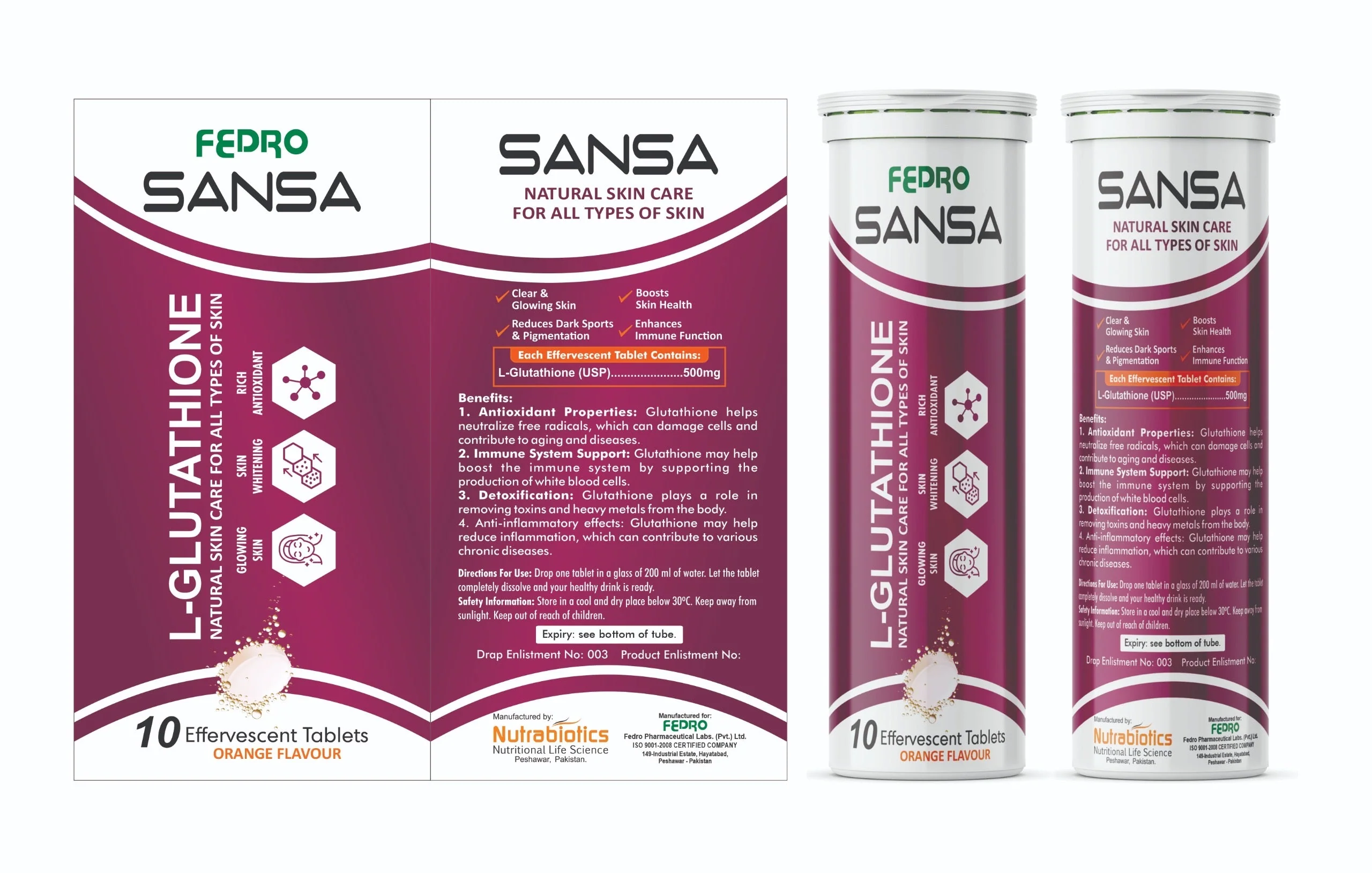 SANSA L-Glutathione Effervescent Tablets – Skin Whitening, Brightening & Daily Glow Drink (Orange Flavour) - Image 9